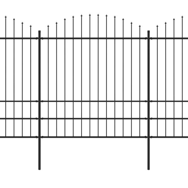 Gartenzaun mit Speerspitze Stahl 1781,5 x 200 cm Schwarz