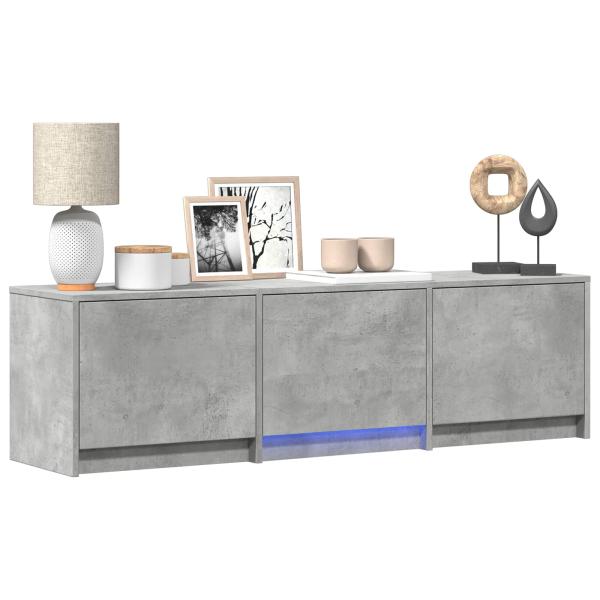 Fernsehschrank mit LED 140x34x40 cm Betongrau Holzwerkstoff