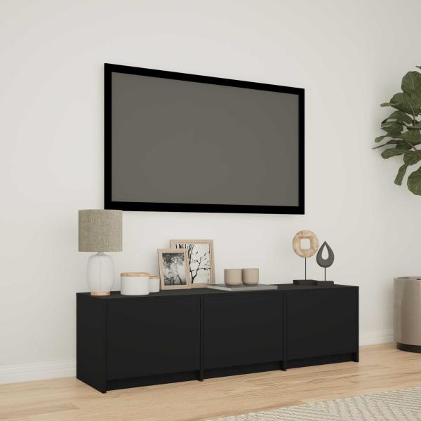 ARDEBO.de - Fernsehschrank mit LED 140 x 34 x 40 cm Schwarz Holzwerkstoff