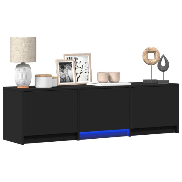 Fernsehschrank mit LED 140 x 34 x 40 cm Schwarz Holzwerkstoff