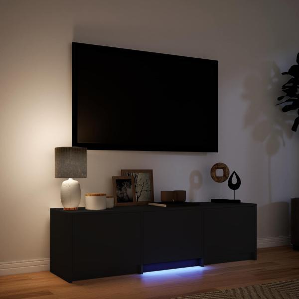 Fernsehschrank mit LED 140 x 34 x 40 cm Schwarz Holzwerkstoff