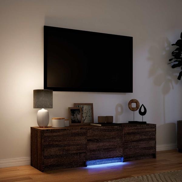 Fernsehschrank mit LED 140 x 34 x 40 cm Braun Eichen-Optik