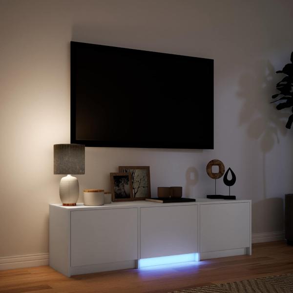 Fernsehschrank mit LED 140 x 34 x 40 cm Weiß Holzwerkstoff