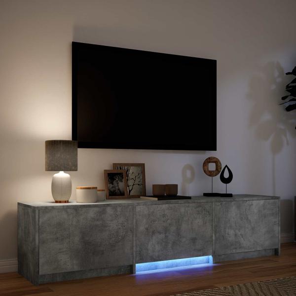 Fernsehschrank mit LED 165x34x40 cm Betongrau Holzwerkstoff