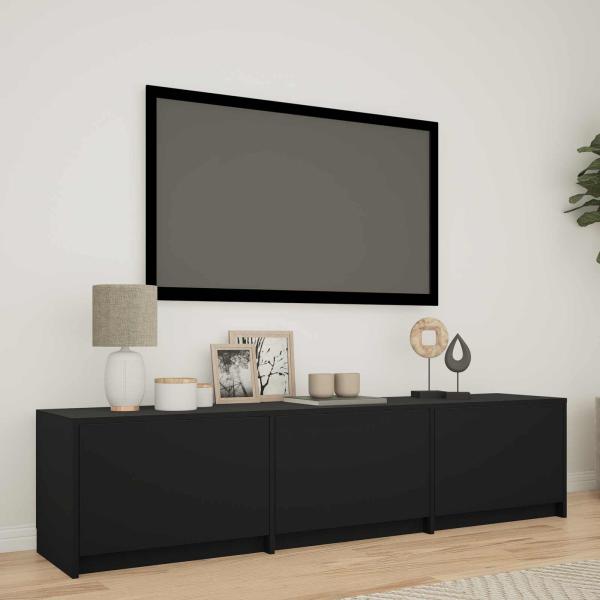 ARDEBO.de - Fernsehschrank mit LED 165 x 34 x 40 cm Schwarz Holzwerkstoff