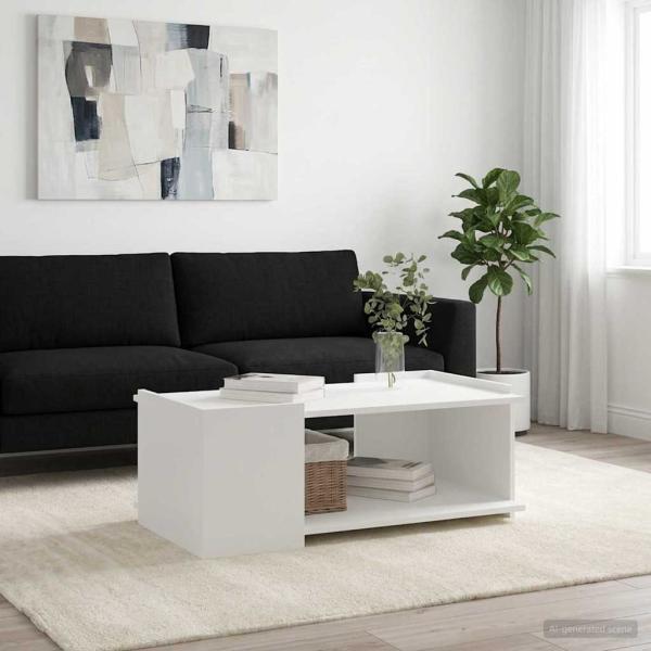 ARDEBO.de - Couchtisch Weiß 90 x 50 x 33 cm Holzwerkstoff