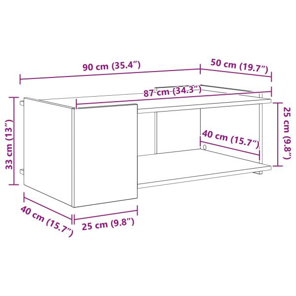 Couchtisch Sonoma-Eiche 90 x 50 x 33 cm Holzwerkstoff