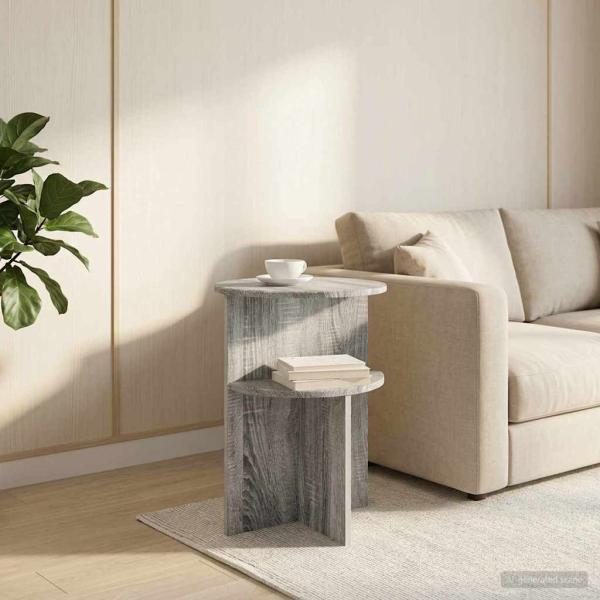 ARDEBO.de - Beistelltisch Graues Sonoma Ø 39,5 x 55 cm Holzwerkstoff