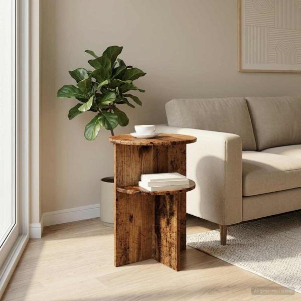 Beistelltisch mit Speicher Altholz Ø 39,5 x 55 cm Holzwerkstoff