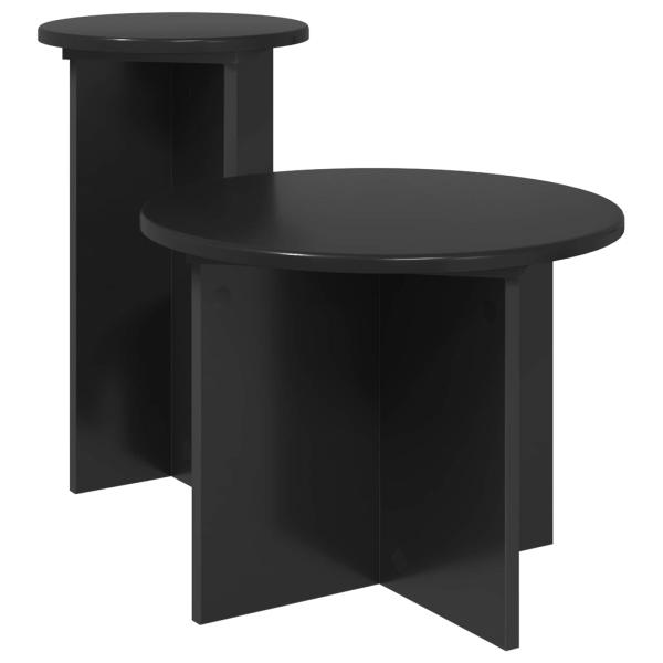 Beistelltisch-Set 2 Stk. Schwarz Eichen-Optik Ø 45 x 35 cm