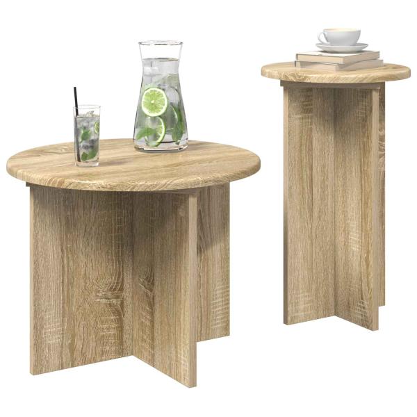 Beistelltisch-Set 2 Stk. Sonoma-Eiche Ø 45 x 35 cm