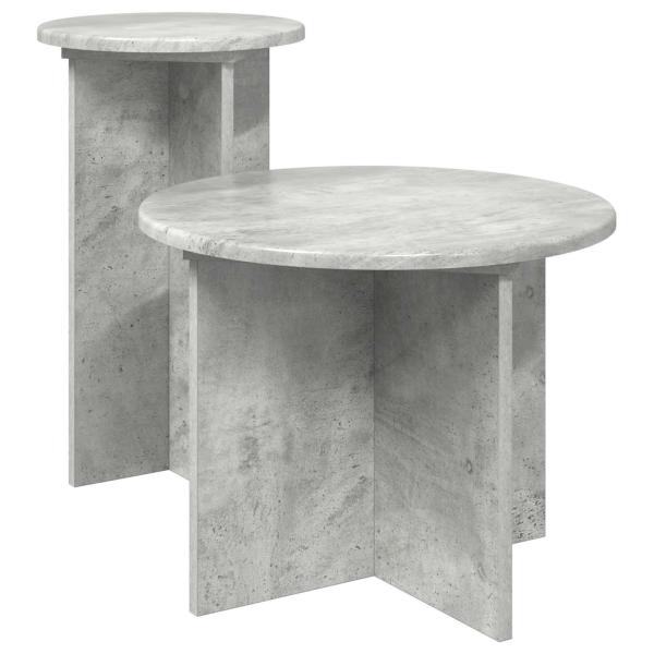 Beistelltisch-Set 2 Stk. Betongrau Ø 45 x 35 cm Holzwerkstoff