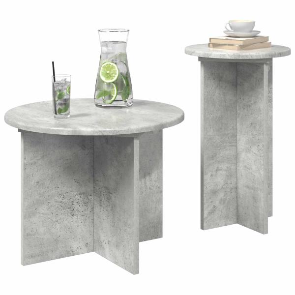 Beistelltisch-Set 2 Stk. Betongrau Ø 45 x 35 cm Holzwerkstoff