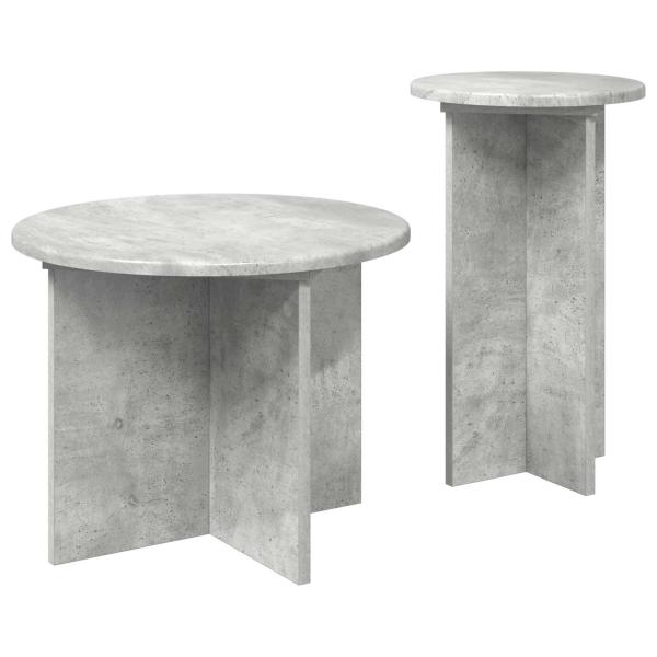 Beistelltisch-Set 2 Stk. Betongrau Ø 45 x 35 cm Holzwerkstoff