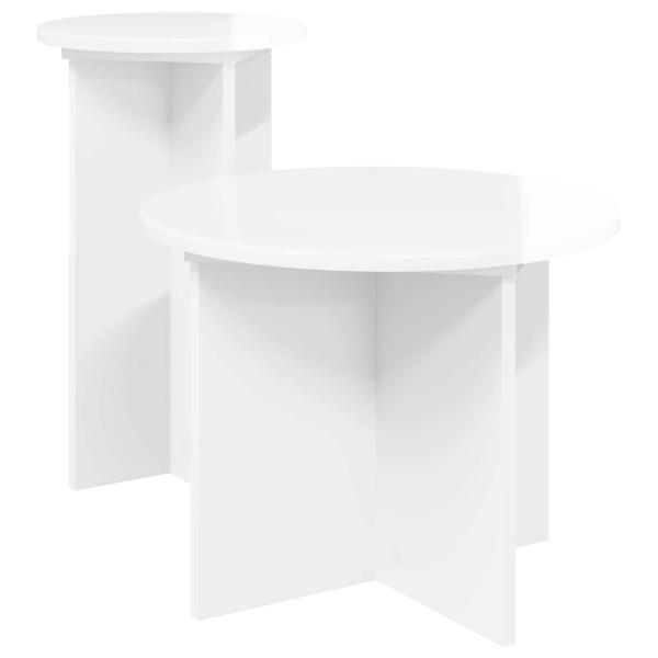 Beistelltisch-Set 2 Stk. Hochglanz Weiß Ø 45 x 35 cm