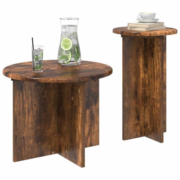 Beistelltisch-Set 2 Stk. Räuchereiche Ø 45 x 35 cm