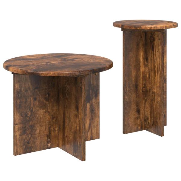 Beistelltisch-Set 2 Stk. Räuchereiche Ø 45 x 35 cm