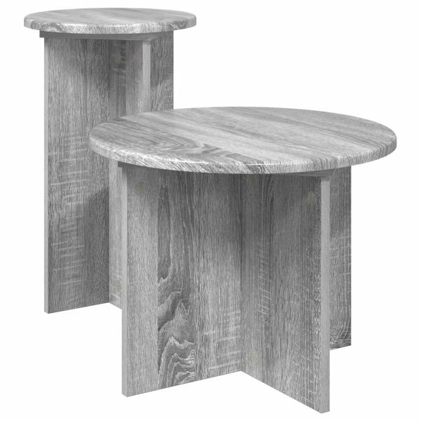 Beistelltisch-Set 2 Stk. Sonoma-Grau Ø 45 x 35 cm Holzwerkstoff