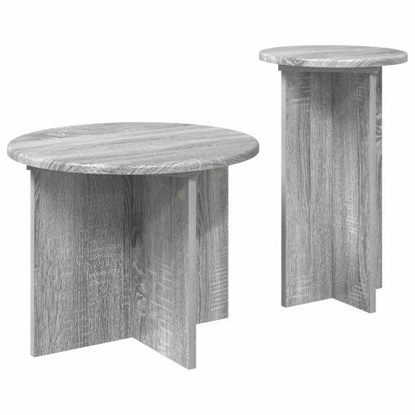 Beistelltisch-Set 2 Stk. Sonoma-Grau Ø 45 x 35 cm Holzwerkstoff