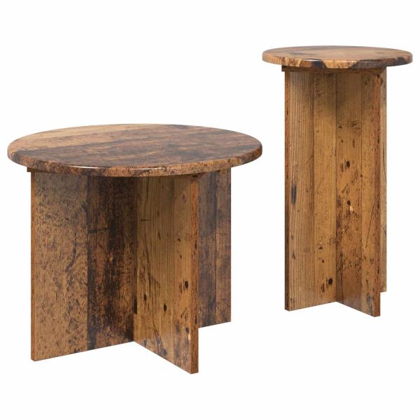 Beistelltisch-Set 2 Stk. Altholz Ø 45 x 35 cm Holzwerkstoff