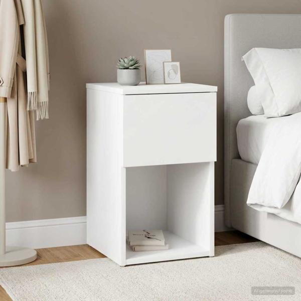 ARDEBO.de - Bettschrank Weiß 29 x 31,5 x 49 cm Holzwerkstoff