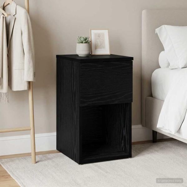 ARDEBO.de - Bettschrank Schwarz Eichen-Optik 29 x 31,5 x 49 cm