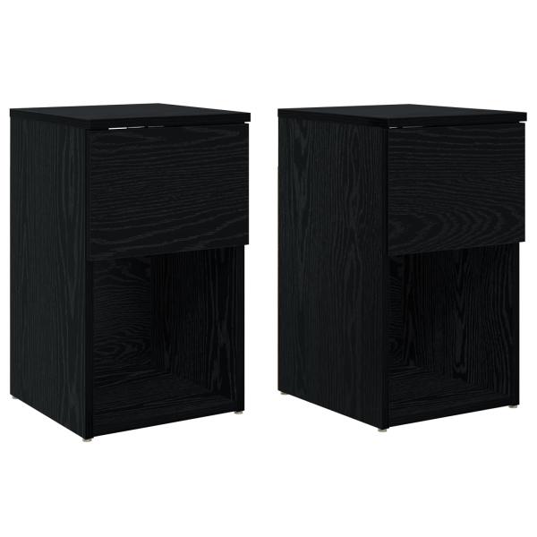 Bettschrank 2 Stk. Schwarz Eichen-Optik 29 x 31,5 x 49 cm