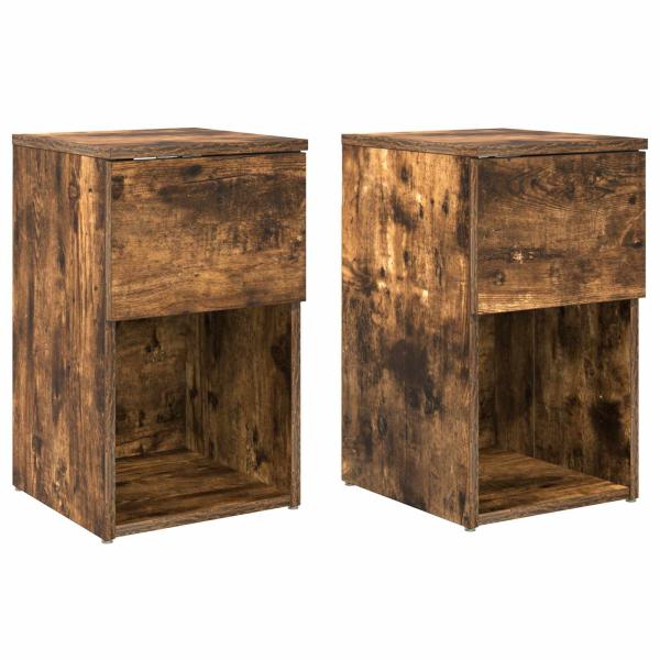 Bettschrank 2 Stk. Räuchereiche 29 x 31,5 x 49 cm Holzwerkstoff