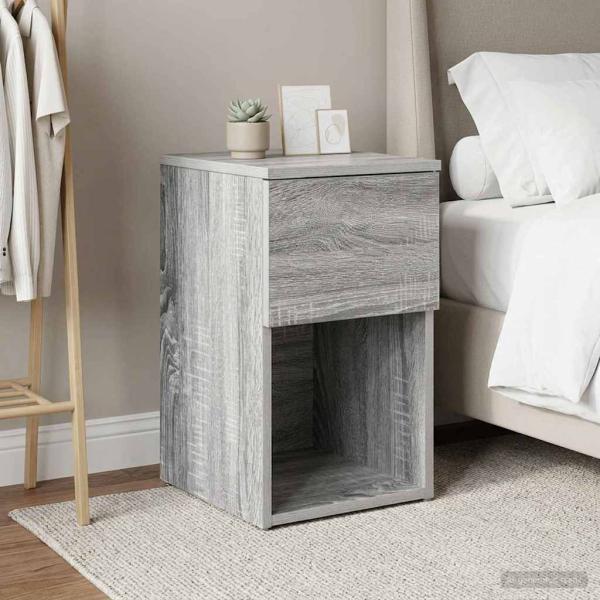ARDEBO.de - Bettschrank Sonoma-Grau 29 x 31,5 x 49 cm Holzwerkstoff