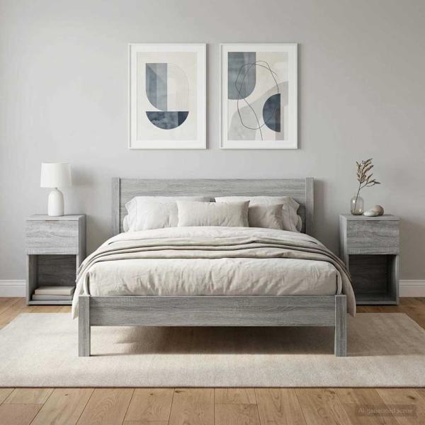 ARDEBO.de - Bettschrank 2 Stk. Sonoma-Grau 29 x 31,5 x 49 cm Holzwerkstoff