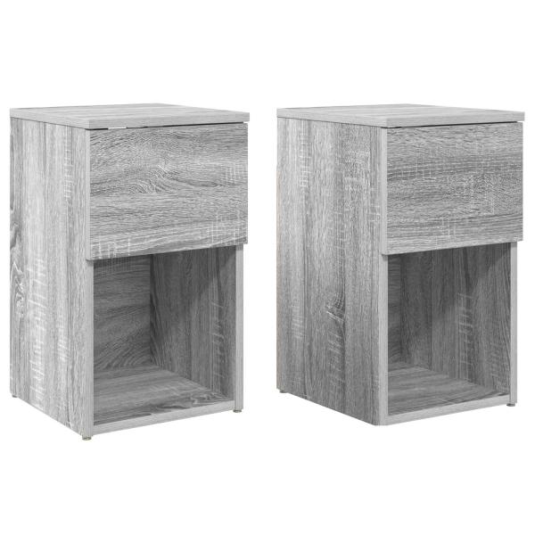 Bettschrank 2 Stk. Sonoma-Grau 29 x 31,5 x 49 cm Holzwerkstoff