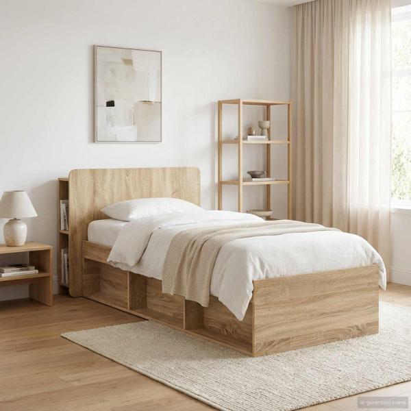 Kopfteil Schrank mit Speicher Sonoma-Eiche Holzwerkstoff
