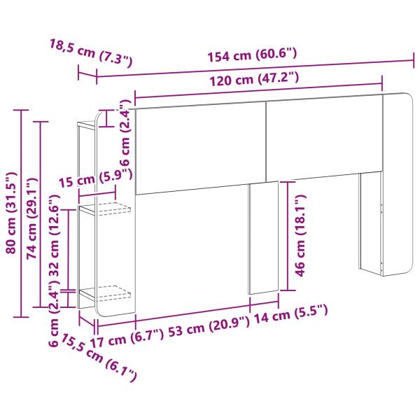 Kopfteil Schrank Artisan-Eiche 140 cm Holzwerkstoff