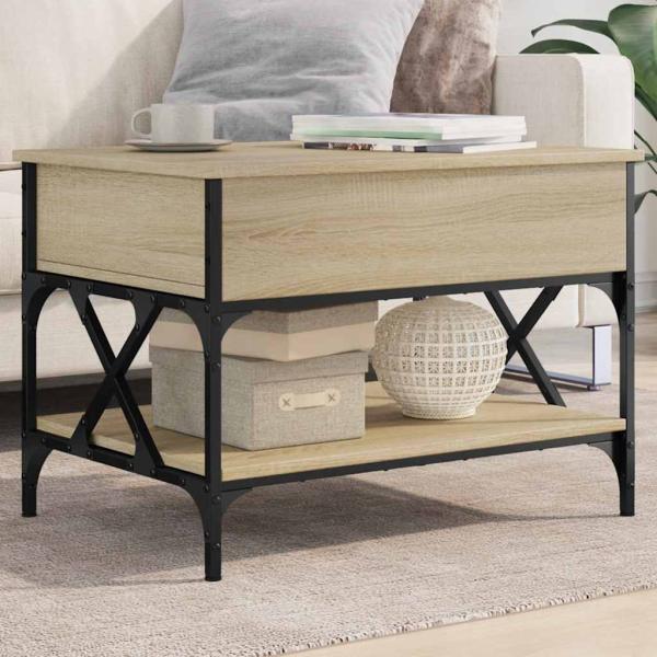 ARDEBO.de - Couchtisch Sonoma-Eiche 70x50x50 cm Holzwerkstoff und Metall