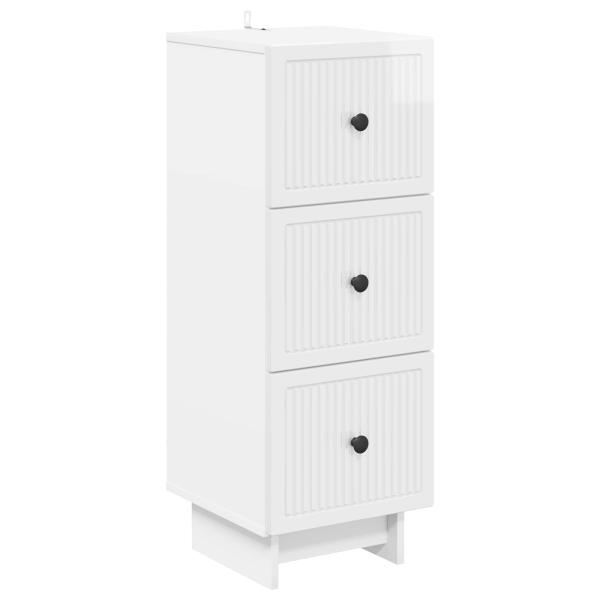 Schubladenschrank Hochglanz Weiß 33 x 34,5 x 90 cm
