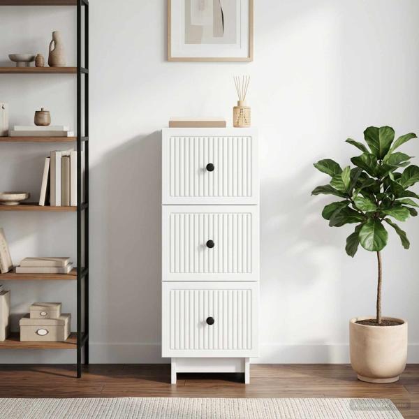 Schubladenschrank Hochglanz Weiß 33 x 34,5 x 90 cm