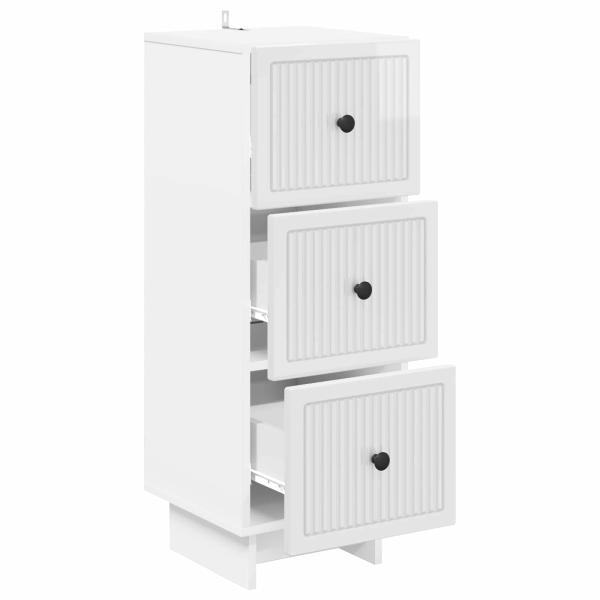 Schubladenschrank Hochglanz Weiß 33 x 34,5 x 90 cm