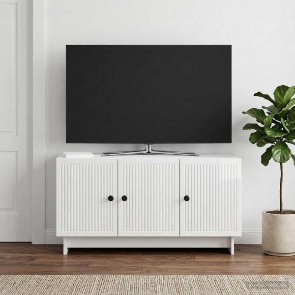 ARDEBO.de - TV-Schränk 99 x 34,5 x 50 cm Hochglanz Weiß Holzwerkstoff
