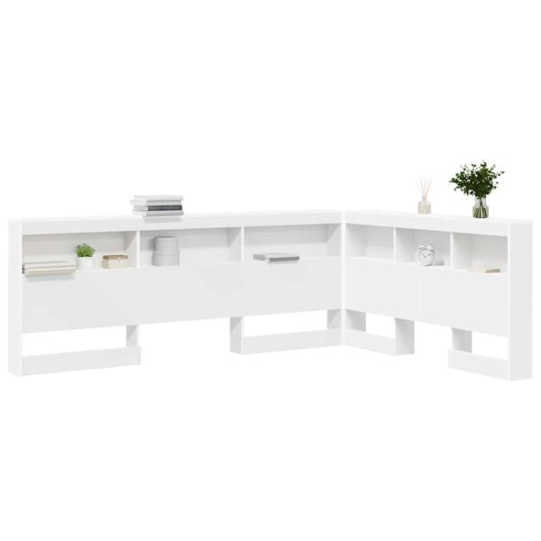 Aufbewahrungskopfteil mit Regal Weiß 135 cm Holzwerkstoff