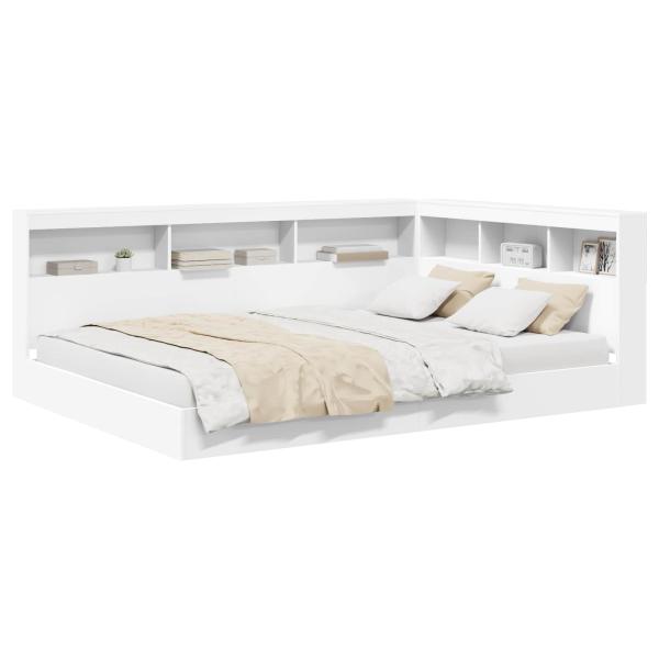 Bücherregal-Bett mit Regal Weiß 135 x 190 cm Holzwerkstoff