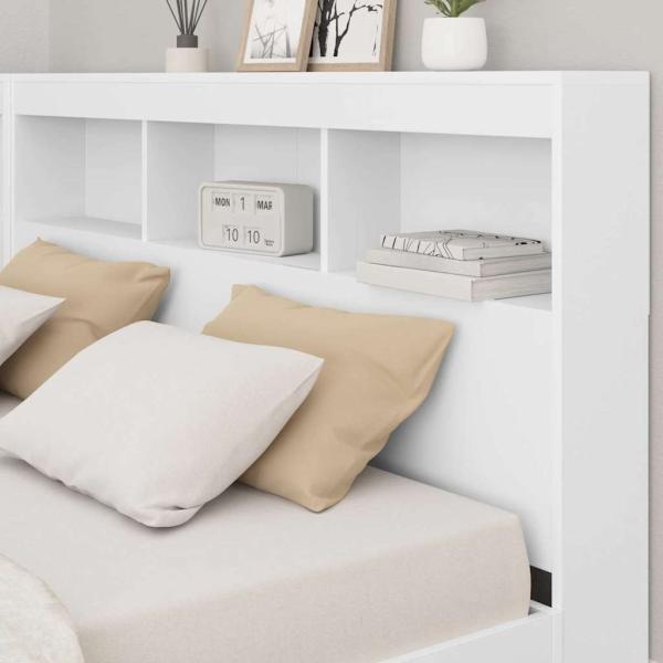 Bücherregal-Bett mit Regal Weiß 135 x 190 cm Holzwerkstoff