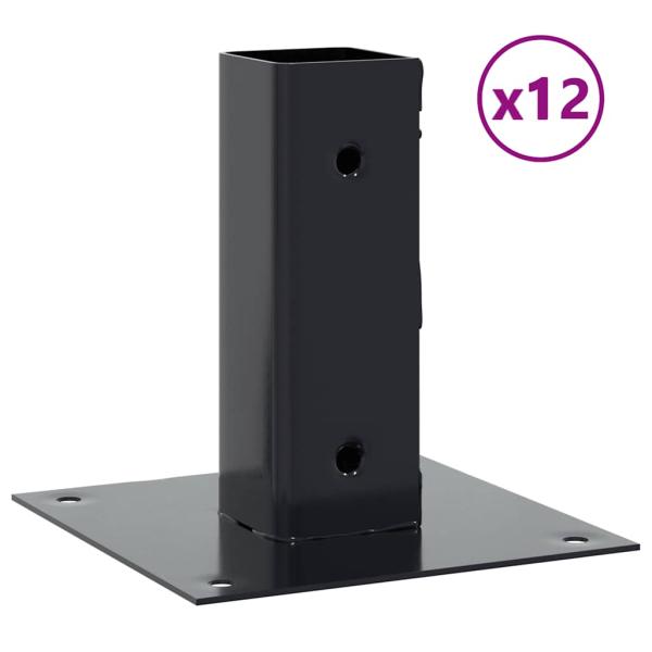 Pfostenträger Quadrat 12 Stk. 46x46mm Pulverbeschichteter Stahl
