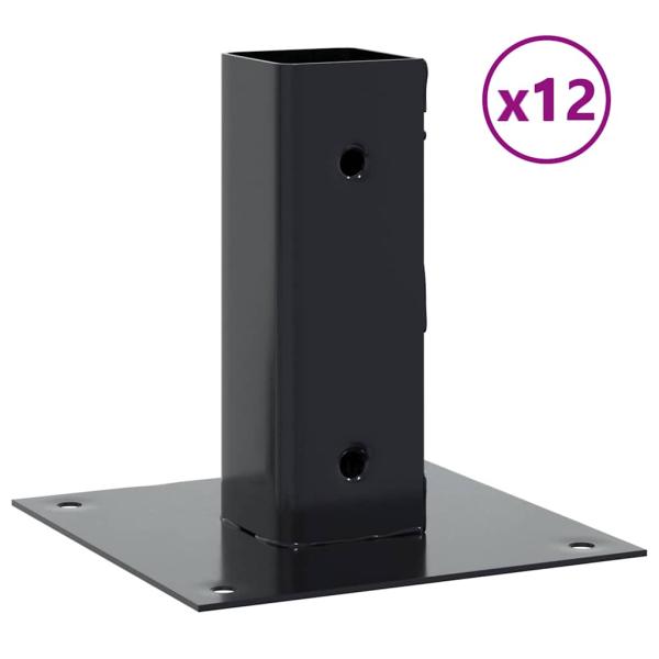 Pfostenträger Quadrat 12 Stk. 51x51mm Pulverbeschichteter Stahl
