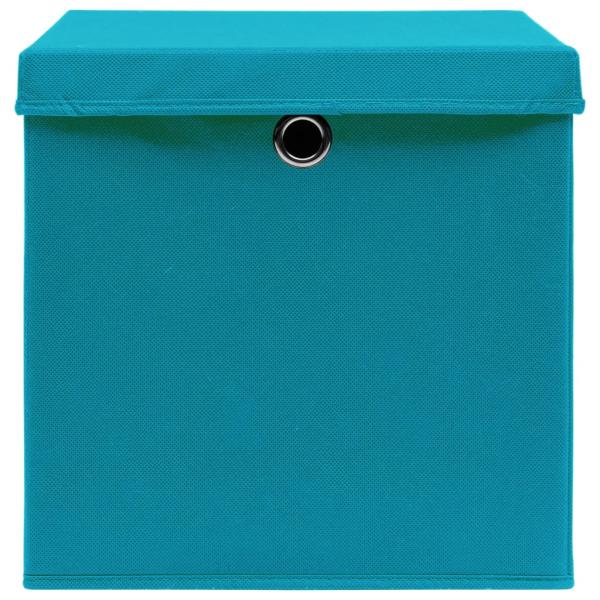 Aufbewahrungsboxen mit Deckeln 10Stk. Babyblau 32x32x32cm Stoff