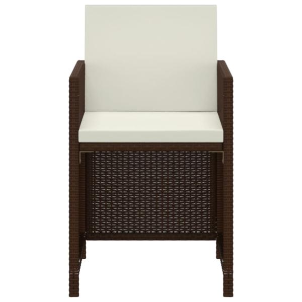 3-tlg. Garten-Essgruppe mit Kissen Poly Rattan Braun
