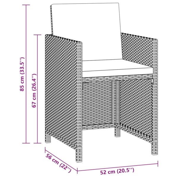 3-tlg. Garten-Essgruppe mit Kissen Poly Rattan Braun