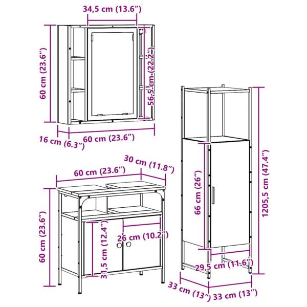 Badezimmermöbel-Set mit Regal mit Tür 3 pcs Braun Holzwerkstoff