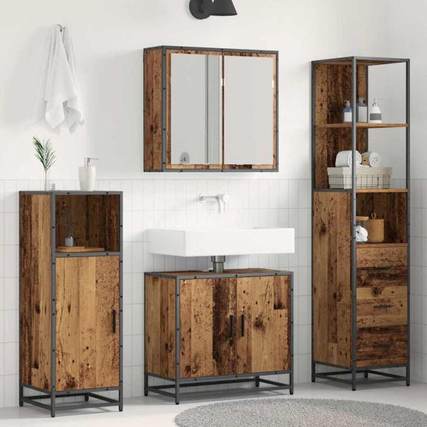ARDEBO.de - Badezimmermöbel-Set 3 Stk. Altholz Holzwerkstoff