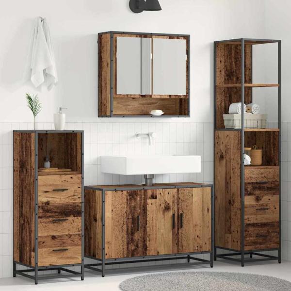 ARDEBO.de - Badezimmermöbel-Set 4 stk. Altholz 90 x 33 x 60 cm