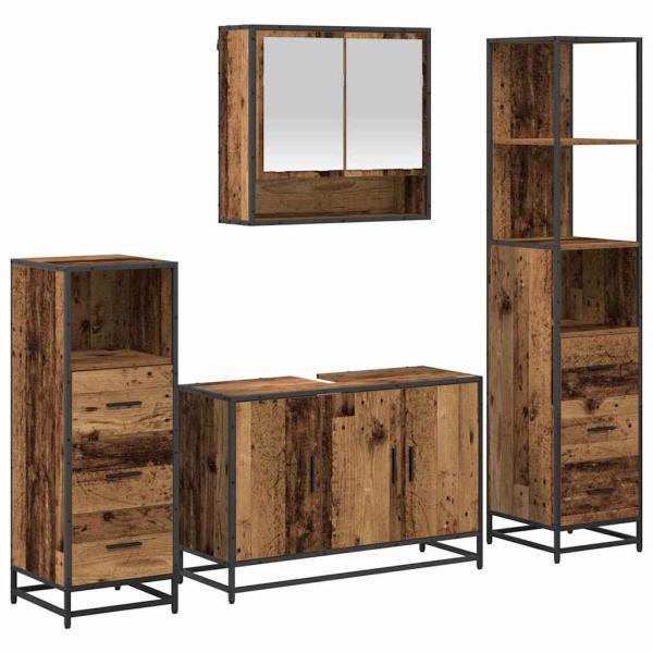 Badezimmermöbel-Set 4 stk. Altholz 90 x 33 x 60 cm